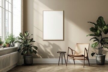 Minimalist Kitchen interior with Poster Mockup created with Generative AI