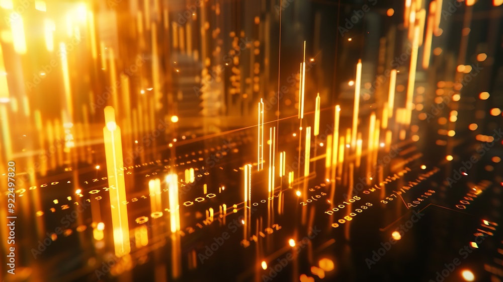 Poster abstract data visualization with orange glow