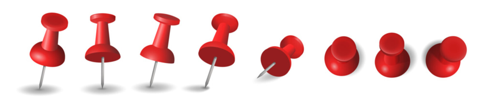 long red colored pin realistic sharp for pinning board or corkboard