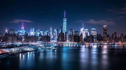 Fototapeta premium Nighttime Skyline of a City