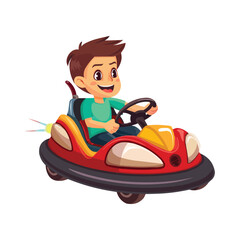 Fototapeta premium A boy riding cartoon bumper car vector