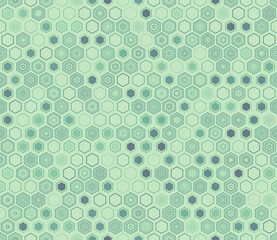 Tileable hexagon background. Geometric elements of varied style and color. Honeycomb geometric shapes. Tileable pattern. Seamless background. Lively vector illustration.