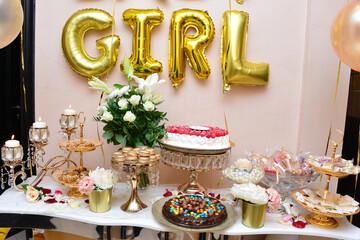 Birthday buffet with the word girl in the wall