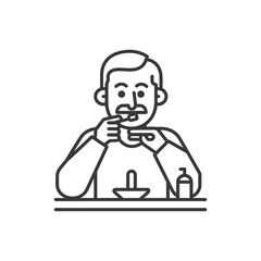 Man with Mustache Using a Toothbrush and Toothpaste