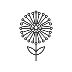 Outline Illustration of a Single Dandelion Flower