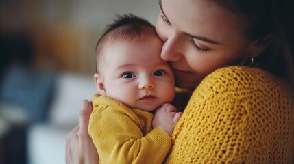 Tender Moments: Mother and Baby Embrace
