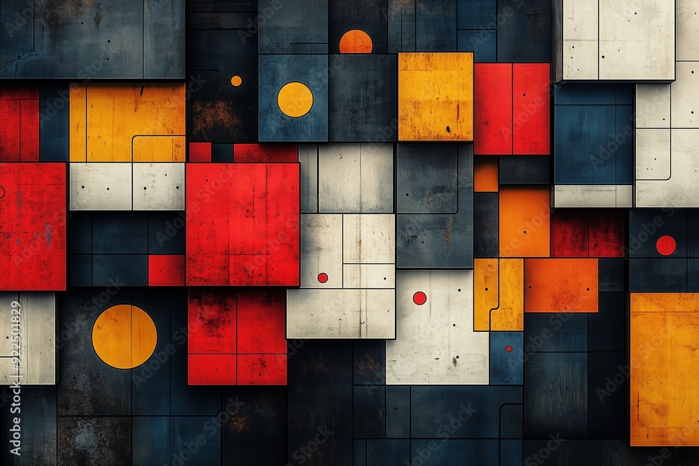 Poster abstract geometric wall design with contrasting colors and shapes