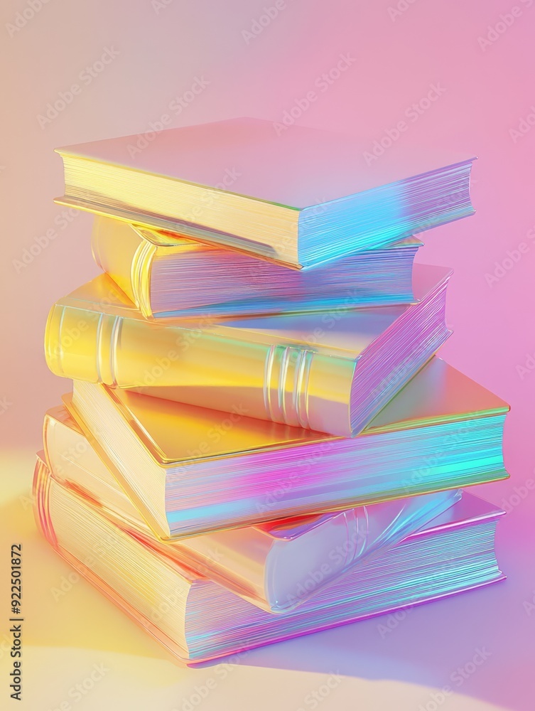 Aufkleber a vibrant stack of colorful books showcasing realistic textures and subtle gradients against a brigh