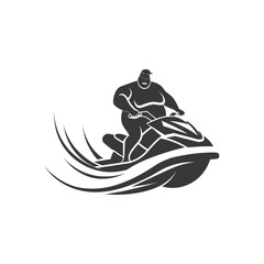 Overweight Man Riding a Jet Ski