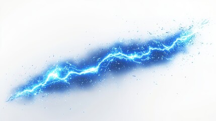 Closeup of a lightning bolt with jagged edges, glowing electric blue, soft diffused lighting,