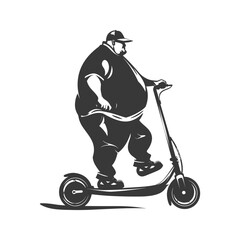 Overweight Man Riding Electric Scooter