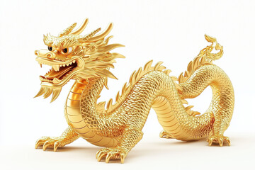 Fototapeta premium Chinese gold dragon on a white background
