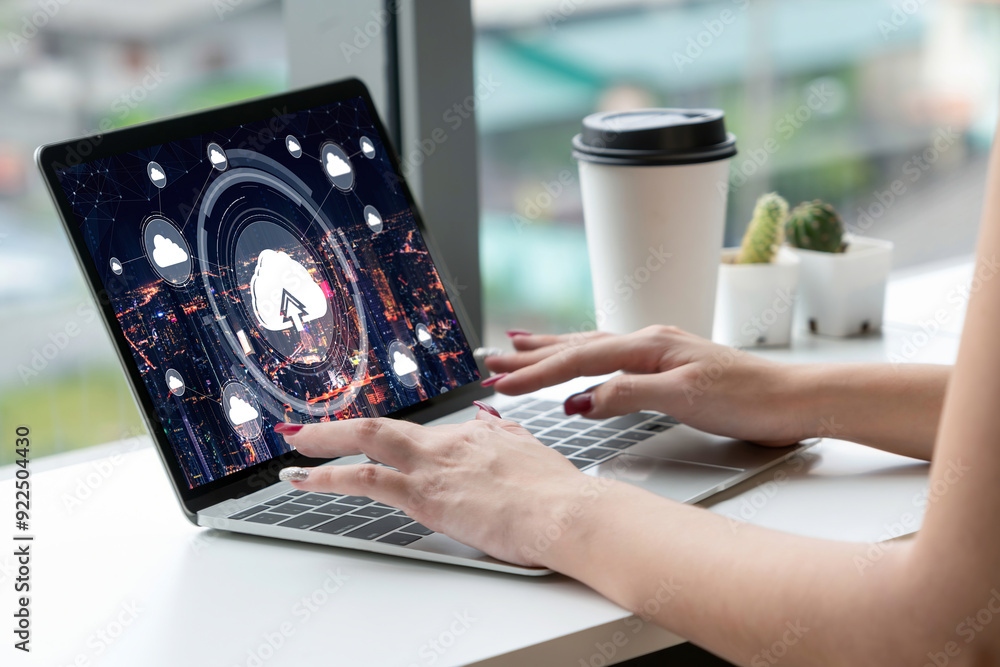 Poster cloud computing software for modish remote work and personal data storage