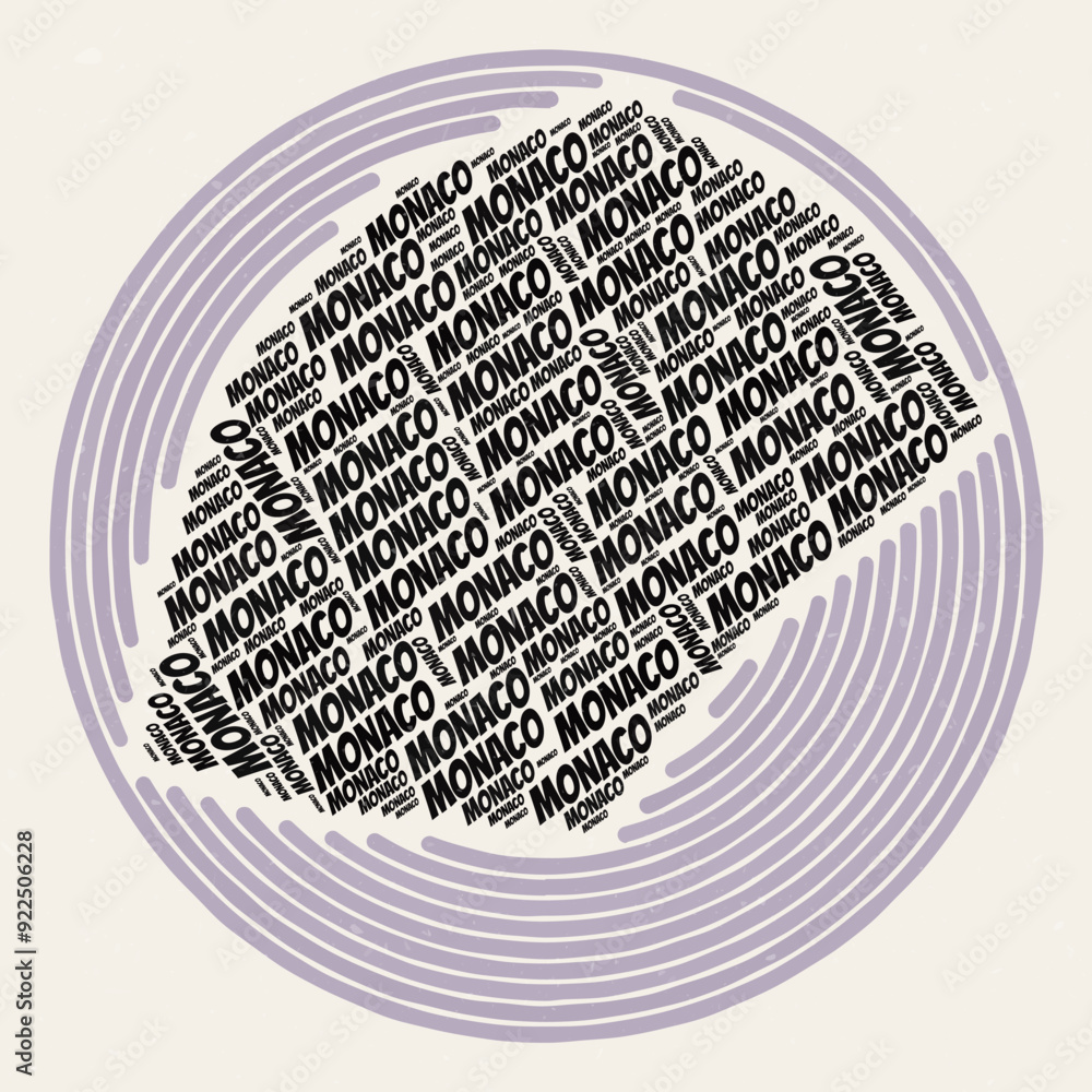 Poster monaco round poster. typography style image of country. regions word clouds of monaco. vintage image
