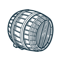 Vintage  engraved style wooden barrel vector design template illustration
