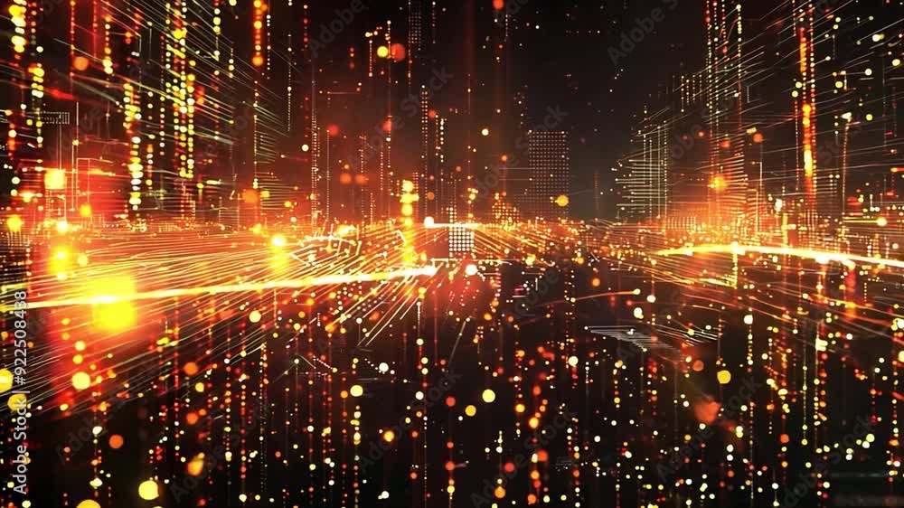 Aufkleber a vibrant display of glowing particles and circuitry creates a captivating digital environment fille