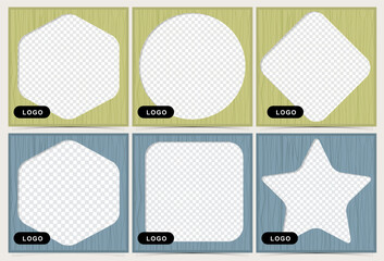 Retro templates with Mid-century modern design and different shapes for photos. 