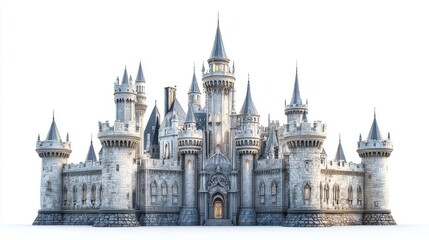 Fototapeta premium Ornate fairy tale castle with magical spires, shimmering walls,