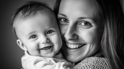 Joyful Mother and Baby Embrace