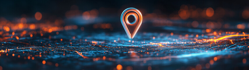Digital pin on a digital map, location system concept, created with generative AI technology 