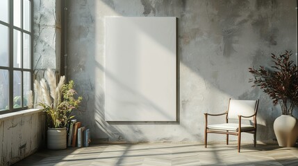Empty White Canvas in a Minimalist Room