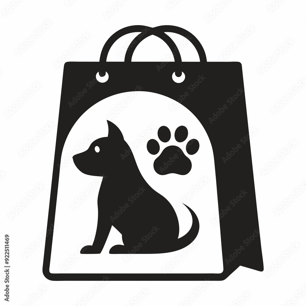 Poster pet store bag silhouette vector illustration