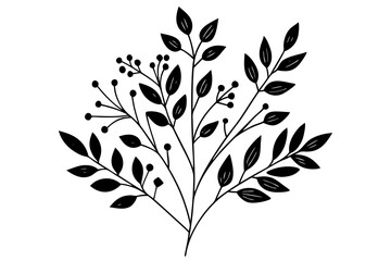 set-of floral branch and minimalist leaves vector illustration