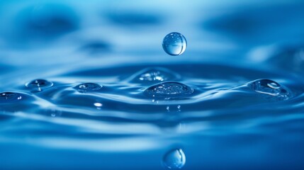 Water drops on a blue background