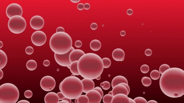 3d red bubble particles animated on a red background