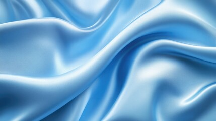 Obraz premium Light blue soft satin fabric waves background design. Texture with smooth flowing patterns and light shiny effect
