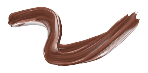 Shiny brown liquid brush strokes isolated on transparent background