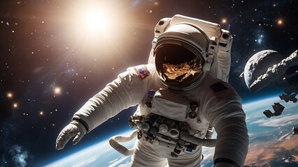Astronaut at spacewalk