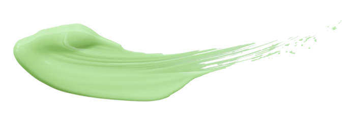 Shiny green liquid brush strokes isolated on transparent background