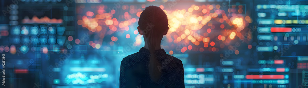 Aufkleber photo realistic coordinator with virtual board and analytics concept on whimsical background online 