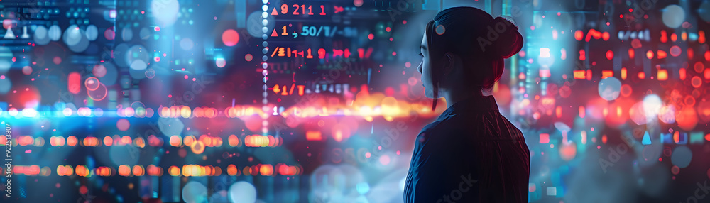 Aufkleber photo realistic coordinator with virtual board and analytics concept professional image of coordinat