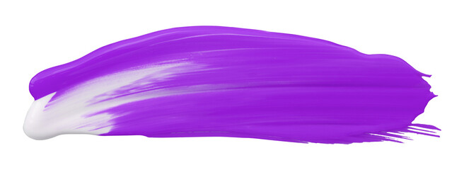 Shiny purple liquid brush strokes isolated on transparent background