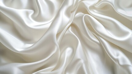 Obraz premium White silk fabric, focusing on its soft, luxurious texture and subtle sheen