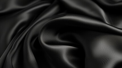 Obraz premium Black silk fabric, capturing its smooth, soft texture and subtle shine