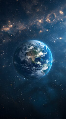 Photo Realistic Earth Daylight and Space Midnight Concept with Ample Space for Text or Graphics Symbolizing the Expansive Beauty of Universe Periods   Stock Photo View