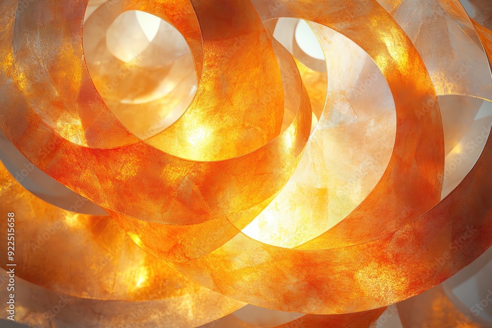 Poster an abstract swirl of glowing orange and white shapes, creating a warm and inviting atmosphere.