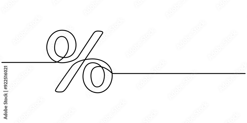 Poster linear background of percent sign. one continuous line drawing of a percent sign. vector illustratio