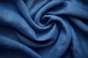 Blue fabric in a swirling pattern showcasing texture and depth