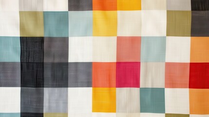 Fototapeta premium A vibrant fabric with a checkerboard design showcases various colors in a well-lit space