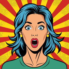 surprised young woman with open mouth comic woman vector illustration