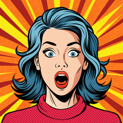 surprised young woman with open mouth comic woman vector illustration