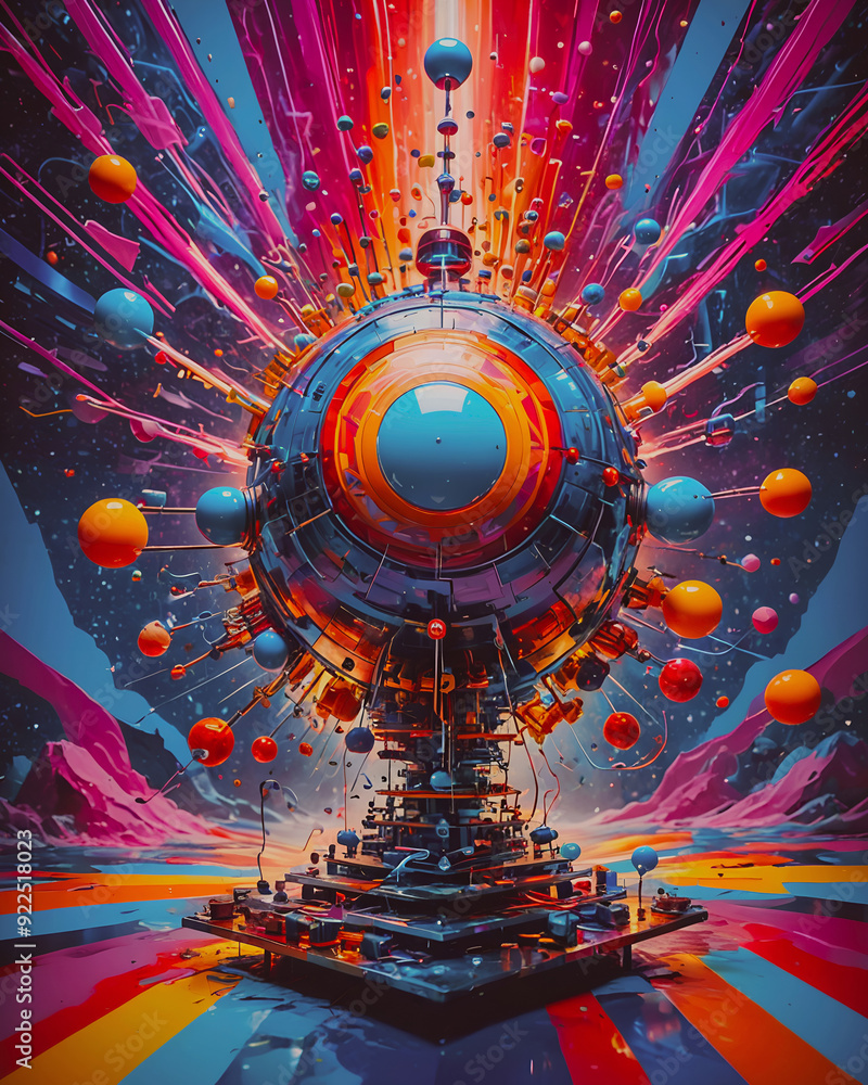Poster 3d rendering of abstract technology concept background. futuristic computer graphic design.