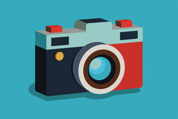 3d render of a classic camera with visible photography 