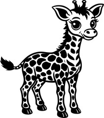 Fototapeta premium Simple Cute little giraffe vector drawing 