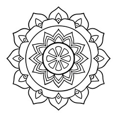Hand-drawn mandala in vector format. A vibrantly decorated mandala. Separate flower decoration with a tribal theme. An anti stress coloring page for a coloring book. 
