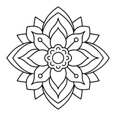 Hand-drawn mandala in vector format. A vibrantly decorated mandala. Separate flower decoration with a tribal theme. An anti stress coloring page for a coloring book. 
